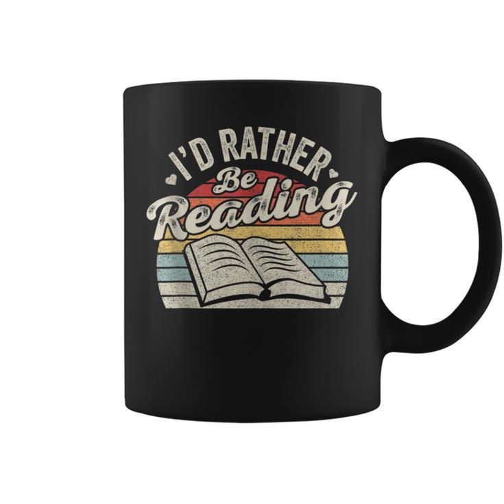 Retro Vintage I'd Rather Be Reading Book Lover Reader Graphic Print Coffee Mug