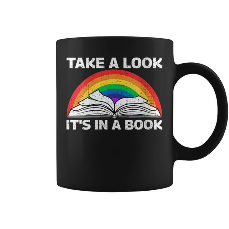 Retros Vintage Rainbow Take a Look It's In a Book Reading Graphic Print Coffee Mug