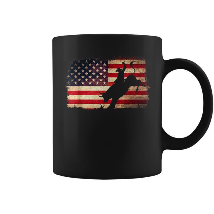Rodeo Cowboy Bull Rider 4Th Of July Patriotic Usa Flag Coffee Mug