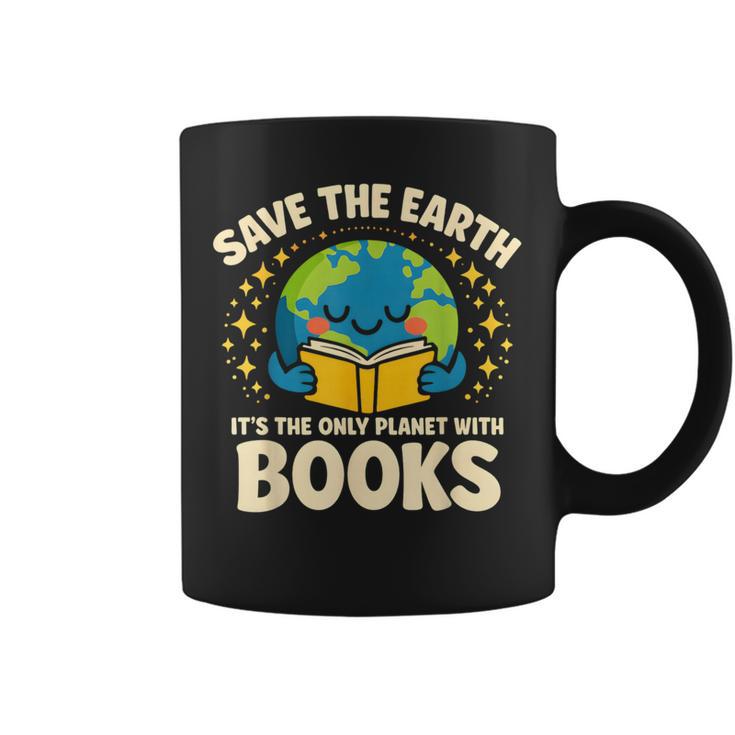 Save Earth It´s Only Planet With Books Reading Earth Day Graphic Print Coffee Mug