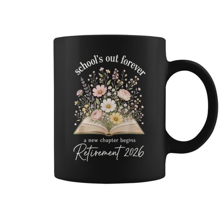 School’s Out Forever 2026 Retirement Teacher Floral Book Graphic Print Coffee Mug