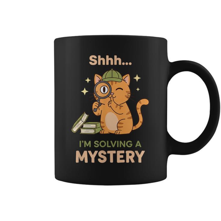 Shhh I'm Solving A Mystery Cat Detective Book Lover Graphic Print Coffee Mug