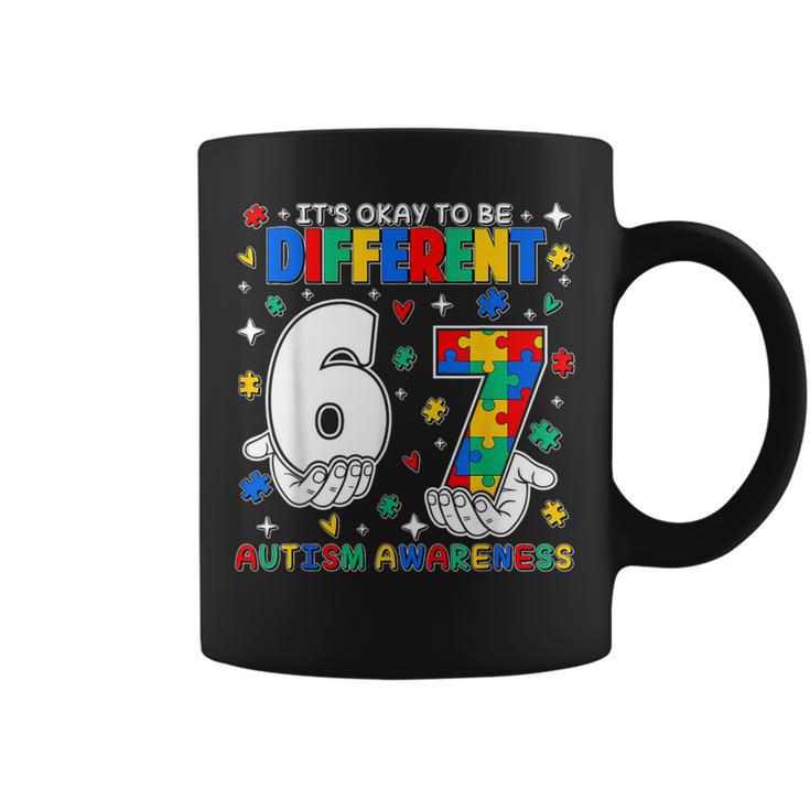 Six Seven 6 7 Autism Awareness It's Ok To Be Different Coffee Mug