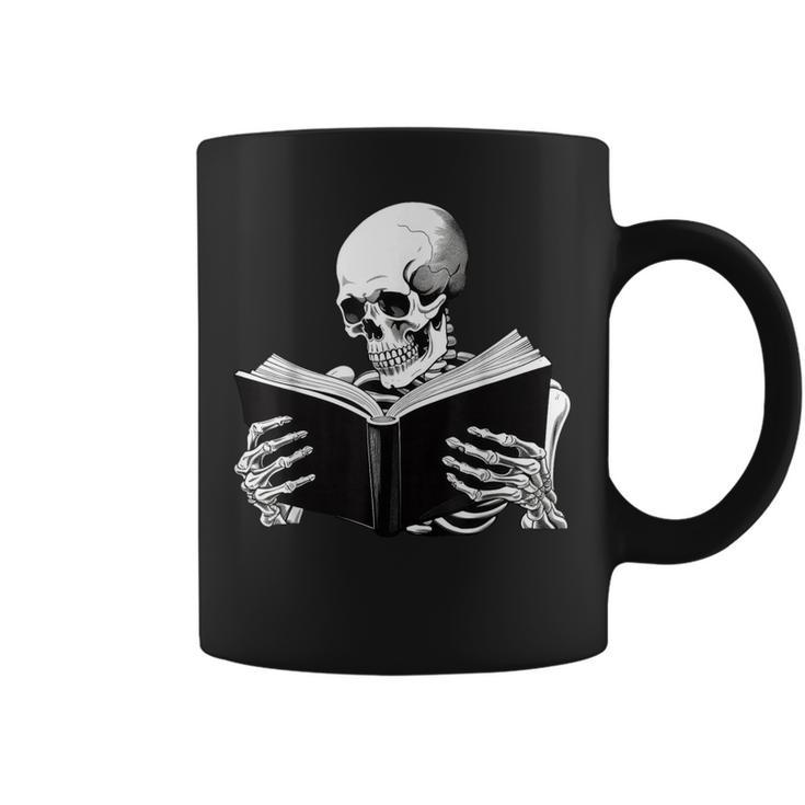Skeleton Reading Book Bookworm Reader Bookish Halloween Graphic Print Coffee Mug