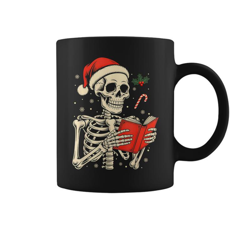 Skeleton Reading Book Christmas Teacher Librarian Book Lover Graphic Print Coffee Mug