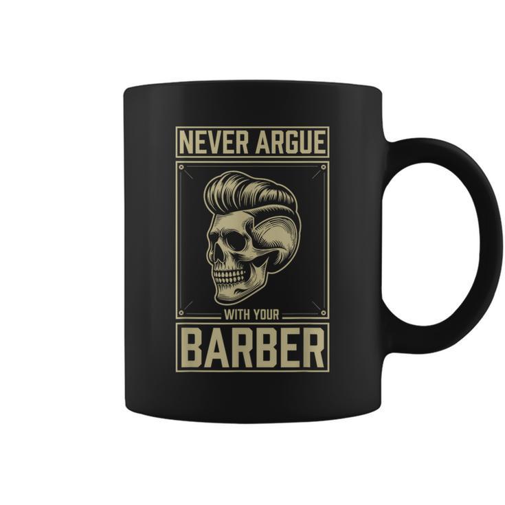 Skull Never Argue With Your Barber クラシック ヴィンテージ バーバー コーヒーマグ