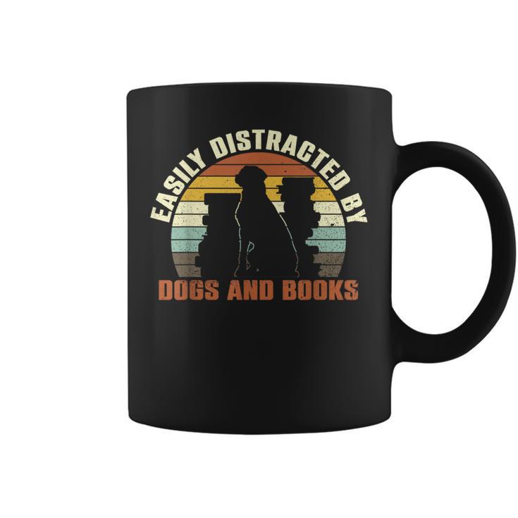 Slightly Distracted From Dogs And Books Retro Vintage Graphic Print Coffee Mug