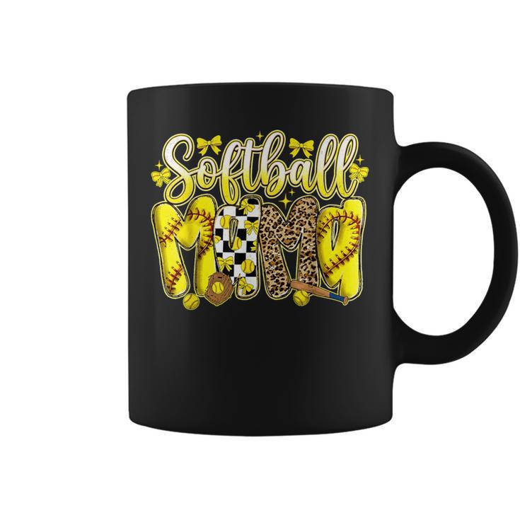 Softball Mama Leopard Bow Coquette Cute Softball Mom Coffee Mug