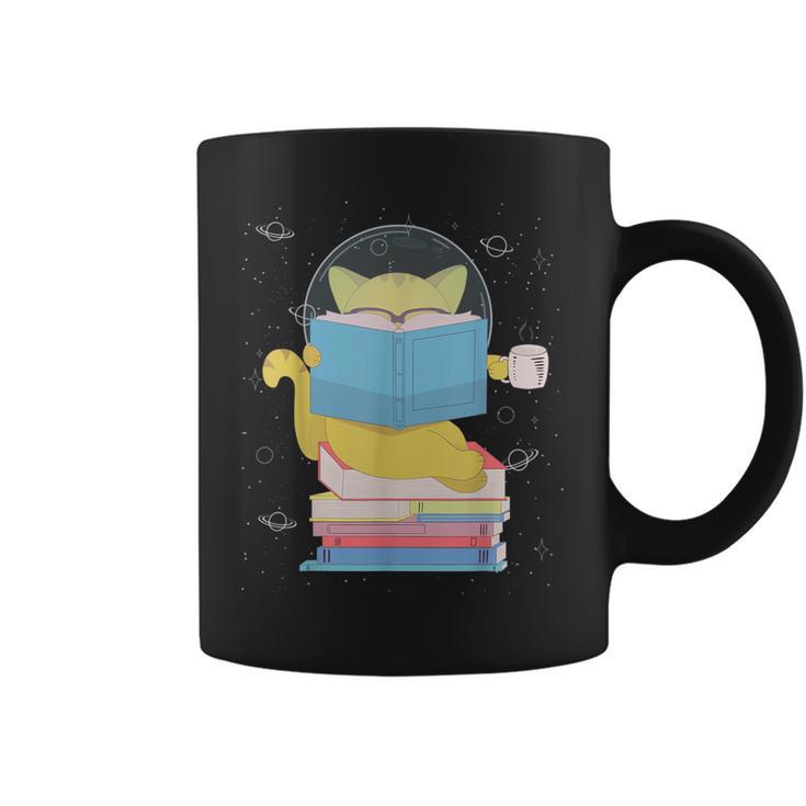 Space Cat Reading Book And Tea Space Cat For Men Women Kids Graphic Print Coffee Mug