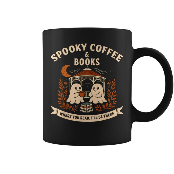 Spooky Coffee & Books Ghost Autumn Reading Graphic Print Coffee Mug