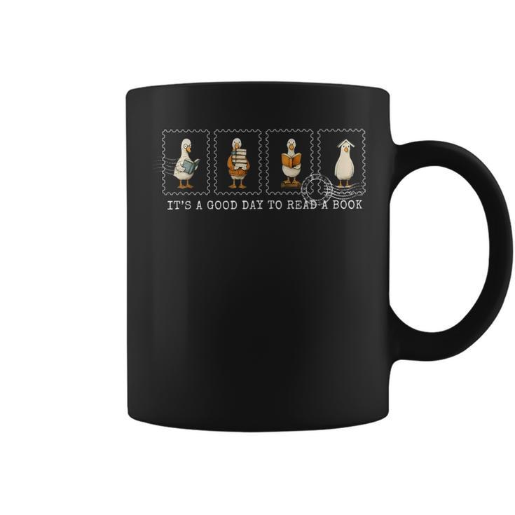 Stamp It's A Good Day To Read A Book Silly Goose Reading Graphic Print Coffee Mug