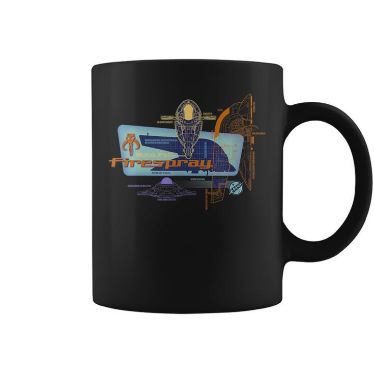 Star Wars The Book Of Boba Fett Firespray Schematic Graphic Print Coffee Mug
