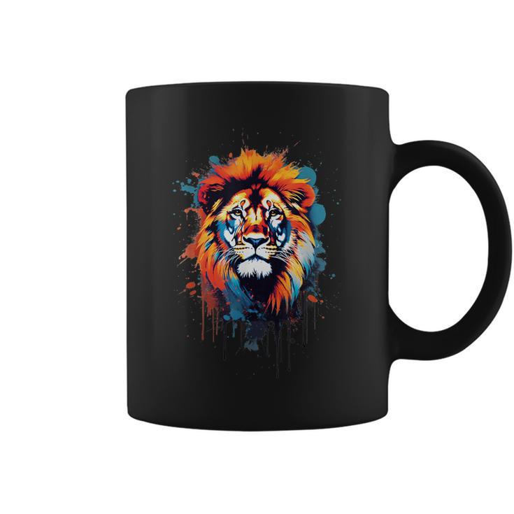 Strong Regal Lion Magestic Lion クールカラフルライオンステンシル コーヒーマグ