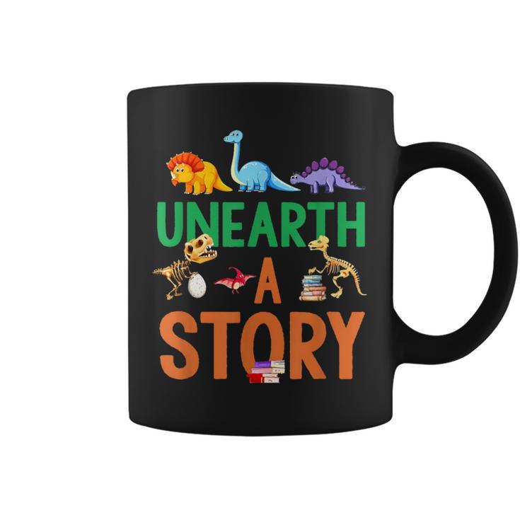 Summer Reading 2026 Dinosaurs Book Lover Unearth A Story Graphic Print Coffee Mug