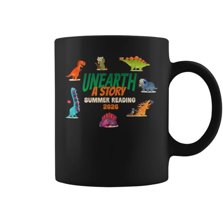 Summer Reading 2026 Unearth A Story Dinosaurs Book Lover Graphic Print Coffee Mug