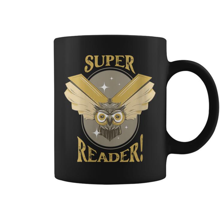 Super Reader Owl Bookmarks Reading Librarian Nocturnal Book Graphic Print Coffee Mug