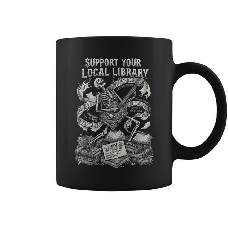 Support Your Local Library Goth Book Graphic Print Coffee Mug
