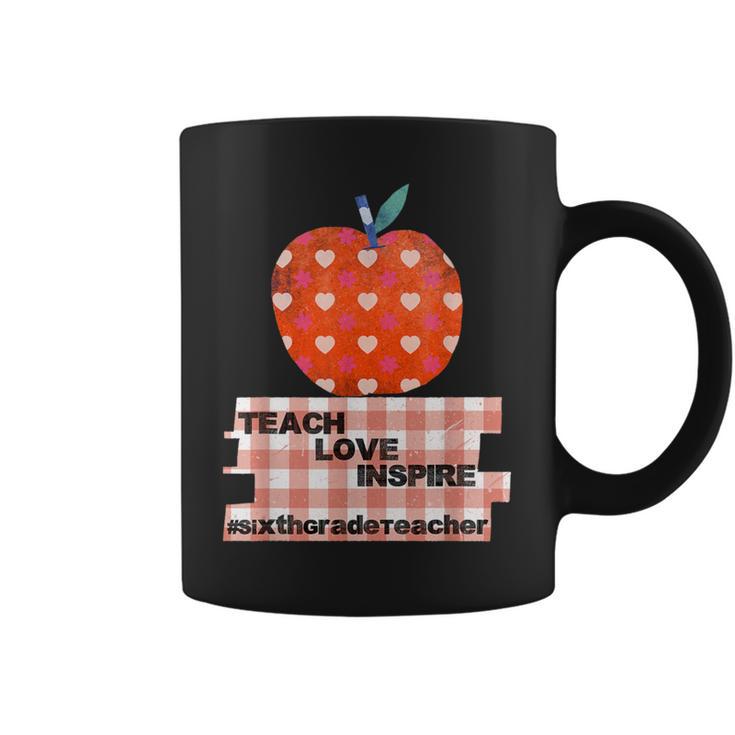 Teach Love Inspire Valentines Day Book 6th Grade Teacher Graphic Print Coffee Mug