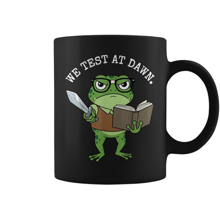Test Day Grumpy Frog Book WE Test AT Dawn Fantasy Graphic Print Coffee Mug
