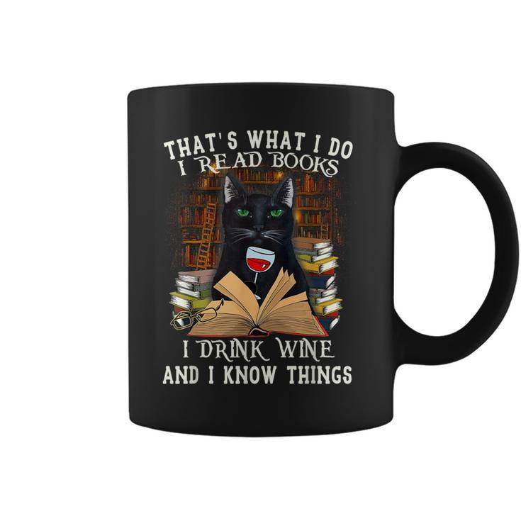 That's What I Do I Read Books I Drink Wine Cat Men Women Graphic Print Coffee Mug