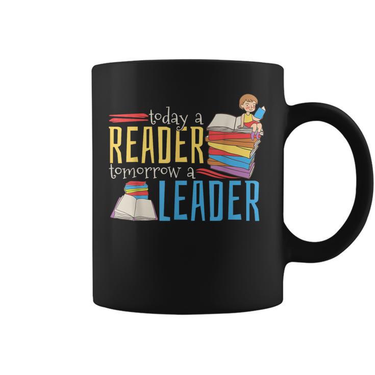 Today A Reader Tomorrow A Leader Book Literature Reading Graphic Print Coffee Mug