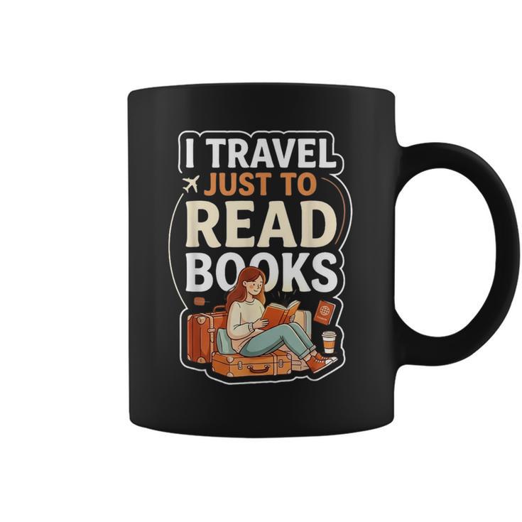 I Travel Just To Read Books  For Women Vacation Graphic Print Coffee Mug