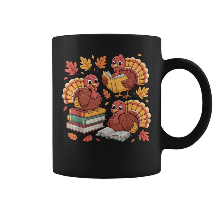 Turkey Reading Books Fall Thanksgiving Teacher Librarian Graphic Print Coffee Mug