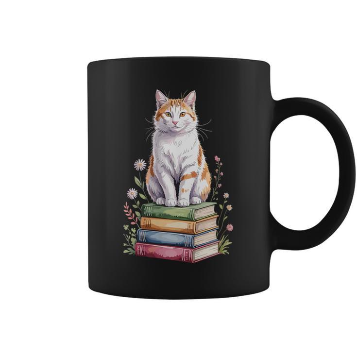 Turkish Van Bookworm Flowers Book Reading Books Graphic Print Coffee Mug