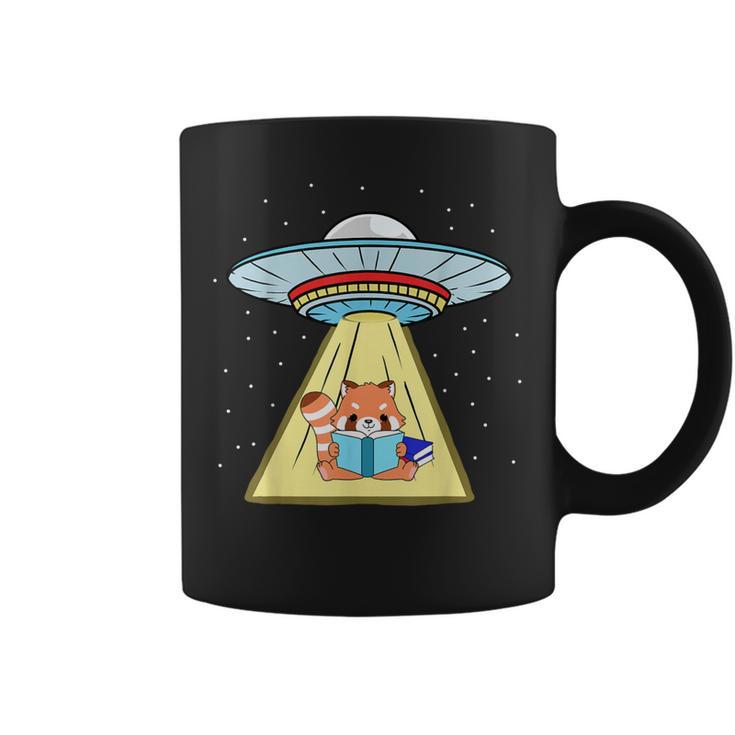 Ufo Abduction Red Panda Reading Book Graphic Print Coffee Mug