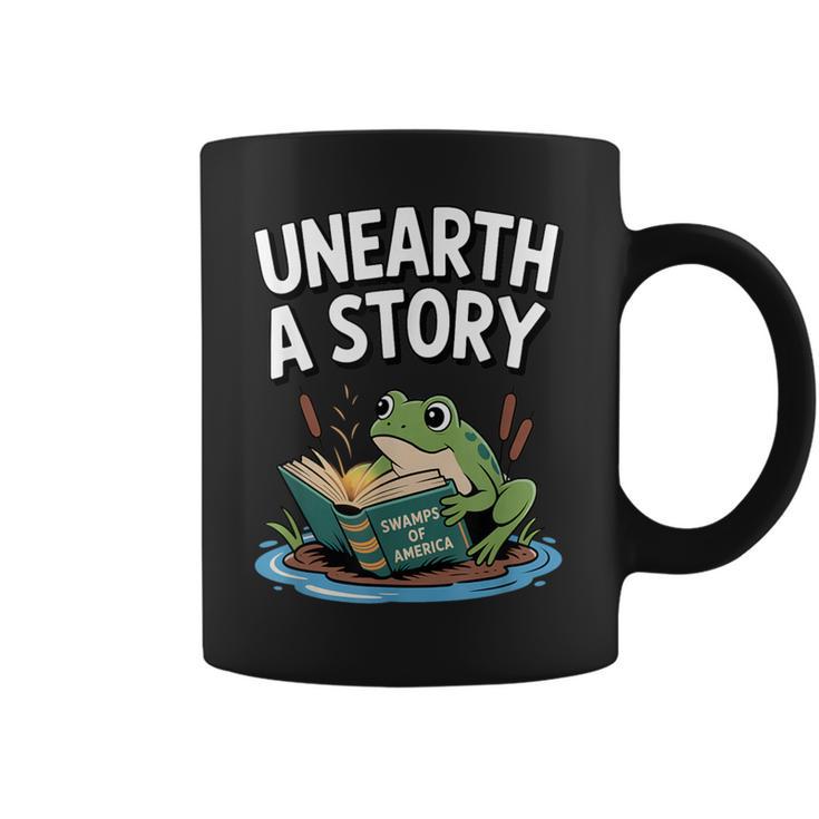 Unearth a Story Frog Reading a Book Summer 2026 Graphic Print Coffee Mug