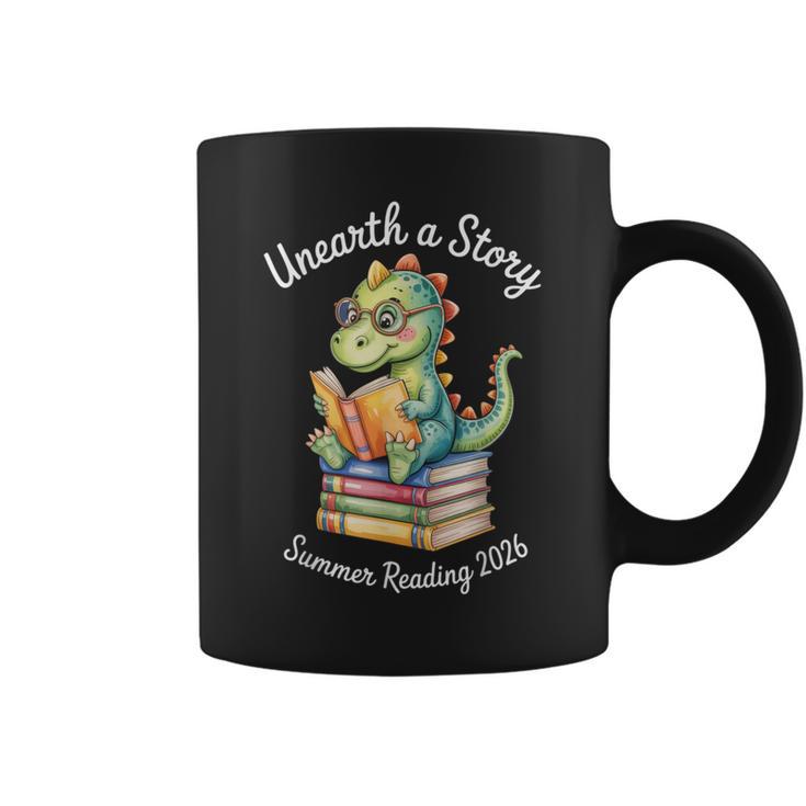 Unearth a Story Summer Reading 2026 Book Lovers Fun Graphic Print Coffee Mug