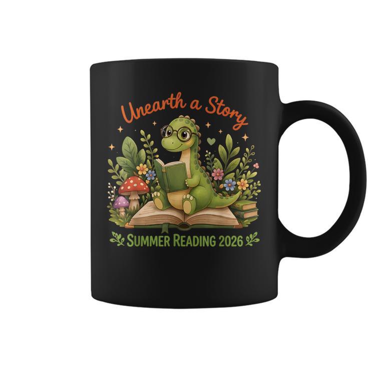 Unearth A Story Summer Reading 2026 Dinosaur Reading Books Graphic Print Coffee Mug