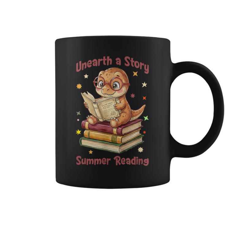 Unearth a Story Summer Reading T-Rex Book Lover Graphic Print Coffee Mug