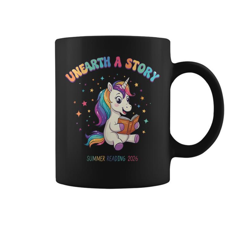 Unicorn Reading a Book Unearth a Story Program 2026 Graphic Print Coffee Mug