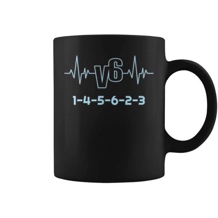 V6 ハートビートデザイン 6シリンダーカーファン用 コーヒーマグ
