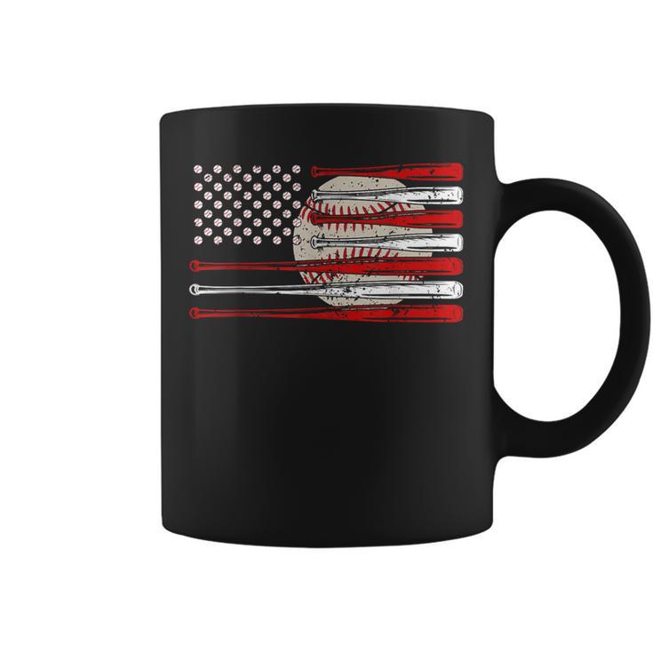 Vintage Baseball American Flag Usa For Dad Mom Coffee Mug