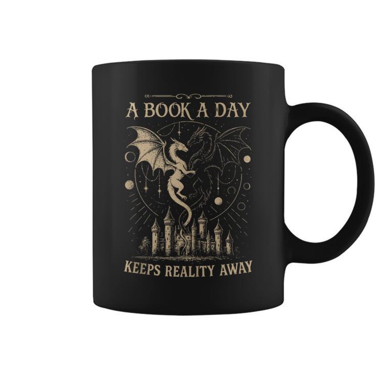 Vintage A Book a Day Keeps Reality Away Spicy Book Readers Graphic Print Coffee Mug