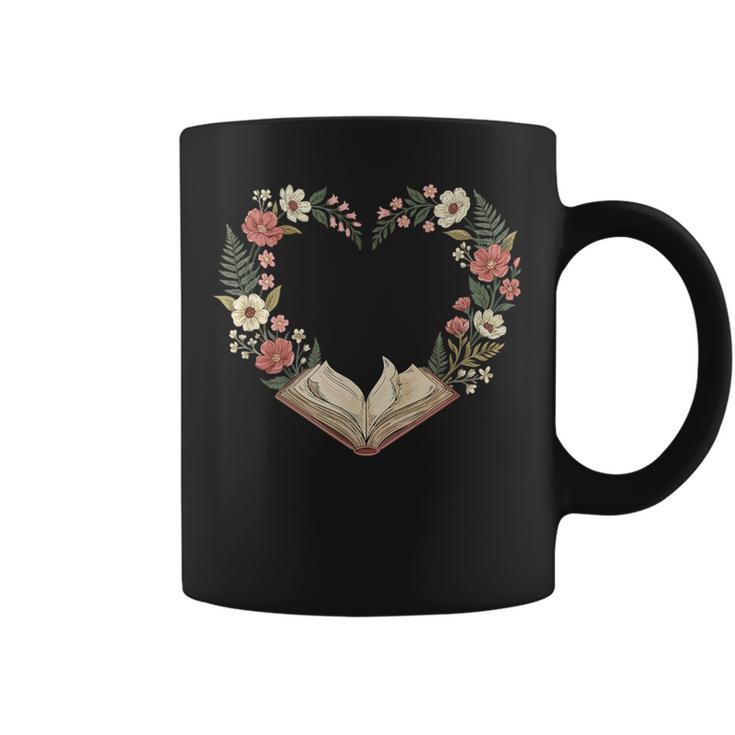 Vintage Book Lover Valentine Heart Graphic Print Coffee Mug