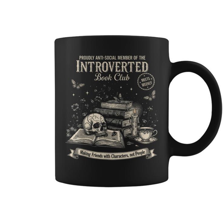 Vintage Introverted Book Club Antisocial Reader Gothic Vibe Graphic Print Coffee Mug