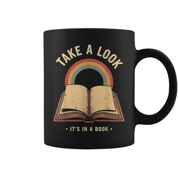Vintage Rainbow Take a Look It's In a Book Retro Reading Art Graphic Print Coffee Mug