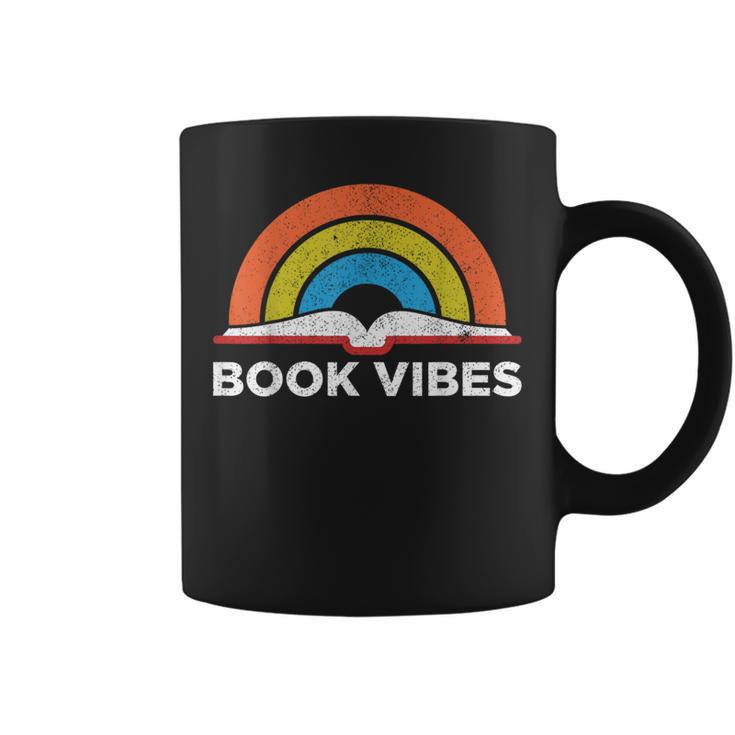 Vintage Retro Book Vibes Rainbow For Reading Lovers Graphic Print Coffee Mug