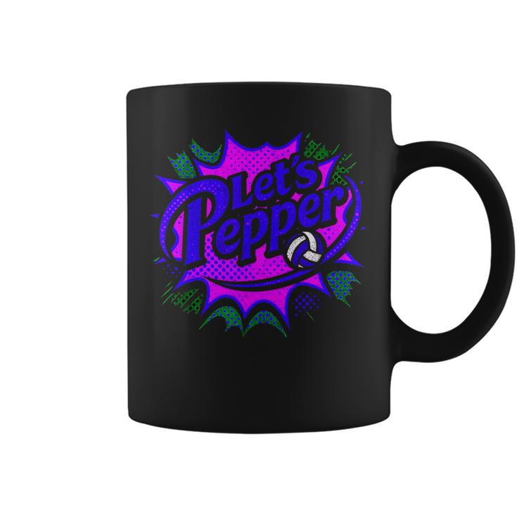 Volleyball Lets Pepper Retro Pop Comic Book Style Player Art Graphic Print Coffee Mug Volleyball Lets Pepper Retro Pop Comic Book Style Player Art Graphic Print Coffee Mug