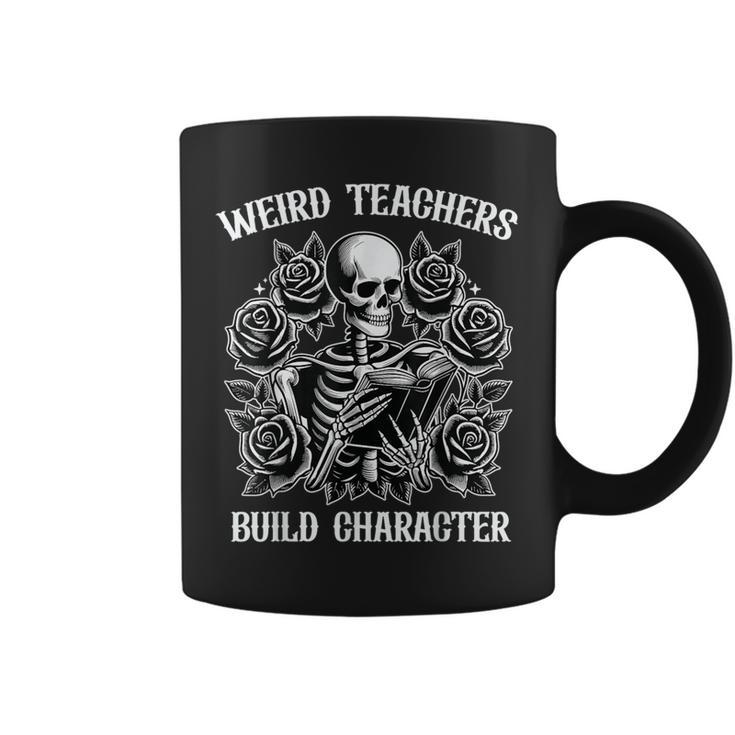Weird Teachers Build Character Skeleton Reading Book Graphic Print Coffee Mug