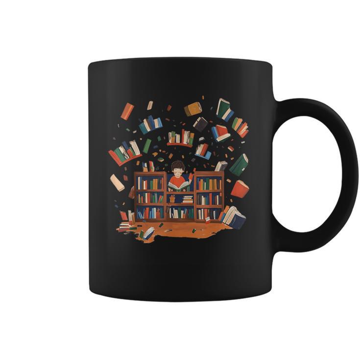 Whimsical Kids Reading Bookshelf Graphic Print Coffee Mug Whimsical Kids Reading Bookshelf Graphic Print Coffee Mug