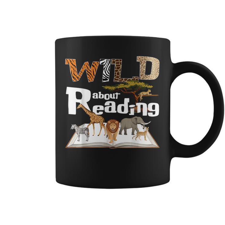 Wild About Reading Animals And Book Lovers Teacher Kids Graphic Print Coffee Mug