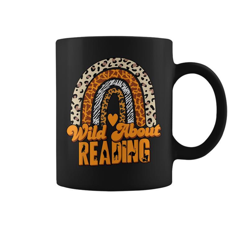 Wild About Reading Books Teacher Leopard Rainbow Men Women Kids Graphic Print Coffee Mug