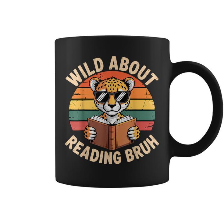 Wild About Reading Bruh Cool Leopard Animal Cheetah Book Graphic Print Coffee Mug