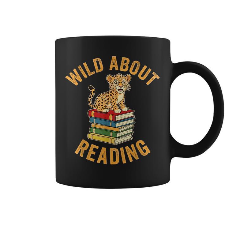 Wild About Reading Cute Leopard Teacher Kids Book Lover Graphic Print Coffee Mug
