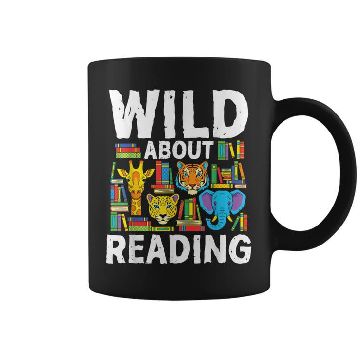 Wild About Reading Safari Animals Books Teacher Student Graphic Print Coffee Mug
