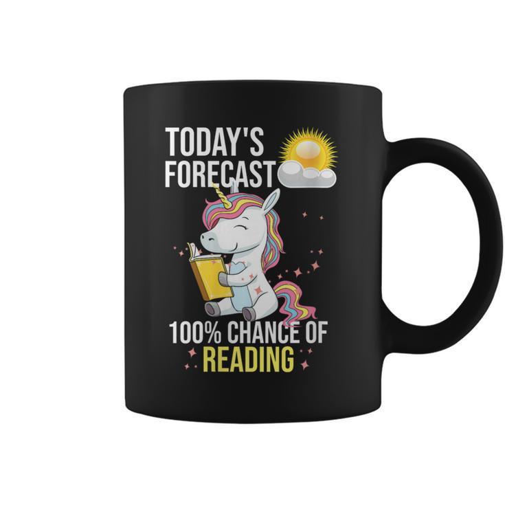 Women's 100 Chance Of Reading  Book Lover Unicorn Graphic Print Coffee Mug